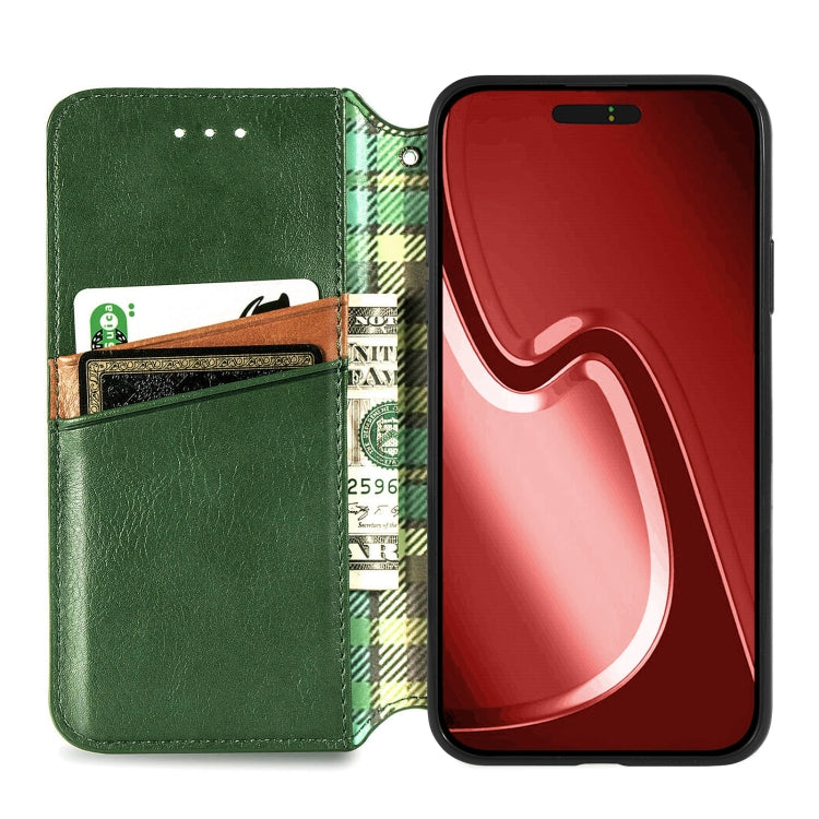 For iPhone 15 Pro Max Cubic Grid Pressed Magnetic Leather Phone Case(Green) by bashfashion