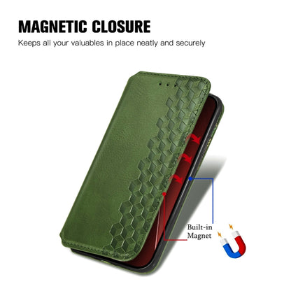 For iPhone 15 Pro Max Cubic Grid Pressed Magnetic Leather Phone Case(Green) by bashfashion