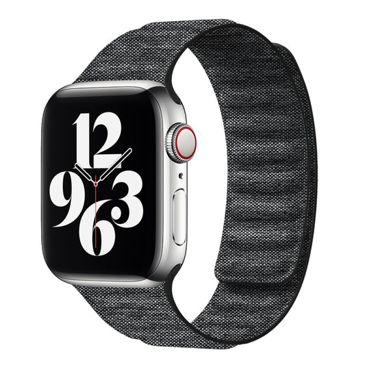 For Apple Watch 8 41mm Denim Magnetic Watch Band(Black) by bashfashion