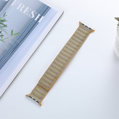 For Apple Watch 7 41mm Denim Magnetic Watch Band(Yellow) by bashfashion