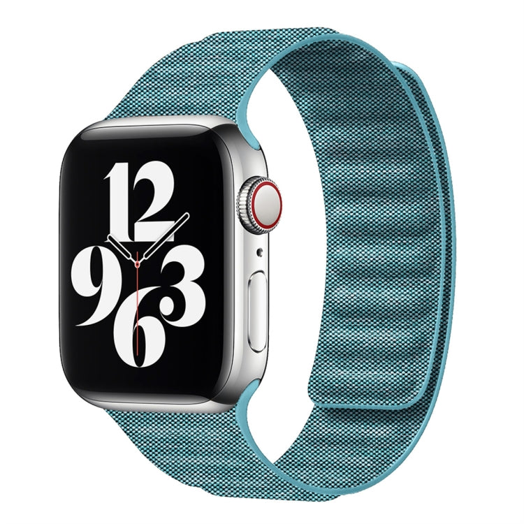 For Apple Watch 6 44mm Denim Magnetic Watch Band(Cyan) by bashfashion