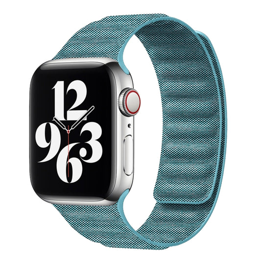 For Apple Watch 4 44mm Denim Magnetic Watch Band(Cyan) by bashfashion
