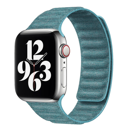 For Apple Watch 3 38mm Denim Magnetic Watch Band(Cyan) by bashfashion