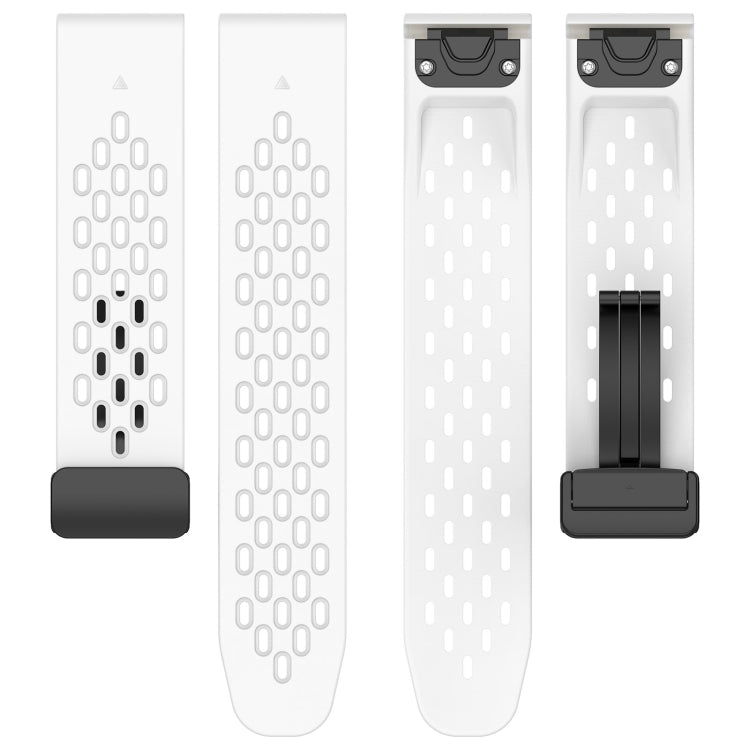 For Garmin Fenix 8 AMOLED 43mm Hole Folding Buckle 20mm Silicone Watch Band(White) by bashfashion