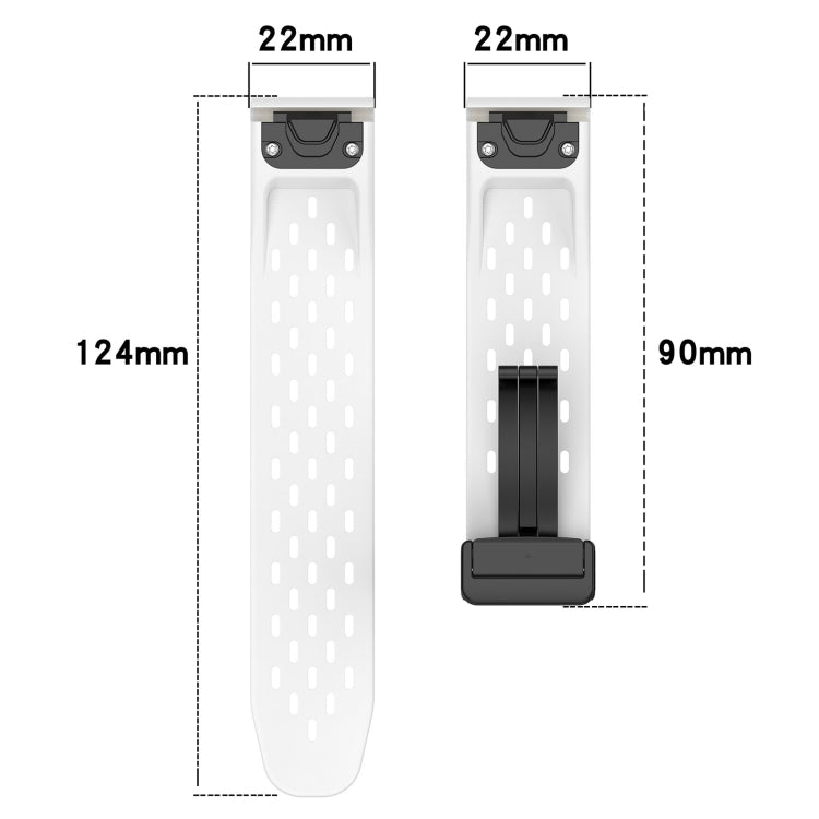 For Garmin Fenix E 47mm Hole Folding Buckle 22mm Silicone Watch Band(White) by bashfashion