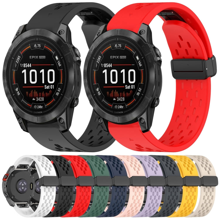 For Garmin Epix Pro Gen 2 47mm Quick Release Holes Magnetic Buckle Silicone Watch Band(White) by bashfashion