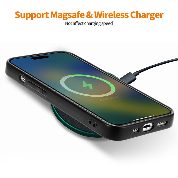 For iPhone 15 Pro ENKAY Fiber Leather Skin PC Phone Case with High Aluminum-silicon Glass Film(Black) by ENKAY