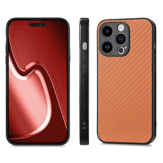 For iPhone 15 Pro ENKAY Fiber Leather Skin PC Phone Case with High Aluminum-silicon Glass Film(Brown) by ENKAY