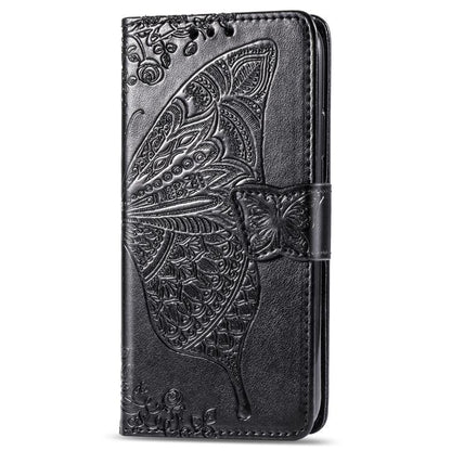 For iPhone 16e Butterfly Love Flower Embossed Leather Phone Case(Black) by bashfashion