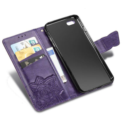 For iPhone 16e Butterfly Love Flower Embossed Leather Phone Case(Purple) by bashfashion