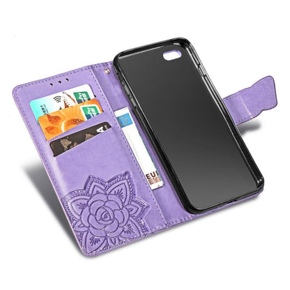For iPhone 16e Butterfly Love Flower Embossed Leather Phone Case(Lavender) by bashfashion