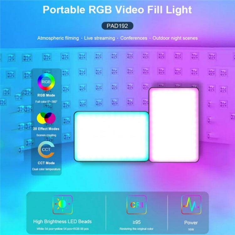 VLOGLITE PAD192RGB For DSLR Camera Gopro LED Camera Fill Light RGB Full Color Photography Lighting by VLOGLITE