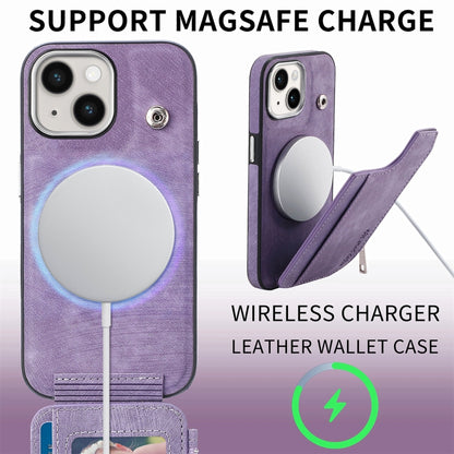 For iPhone 15 Magsafe Zipper RFID Wallet All-inclusive Shockrpoof Phone Case(Purple) by bashfashion