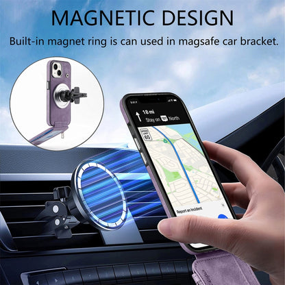 For iPhone 15 Magsafe Zipper RFID Wallet All-inclusive Shockrpoof Phone Case(Purple) by bashfashion