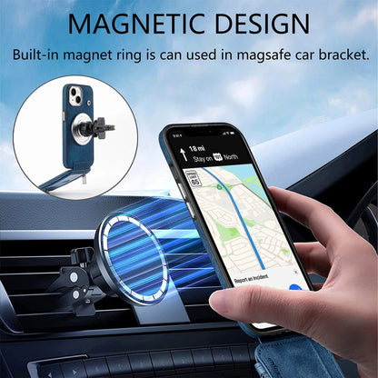 For iPhone 15 Magsafe Zipper RFID Wallet All-inclusive Shockrpoof Phone Case(Blue) by bashfashion