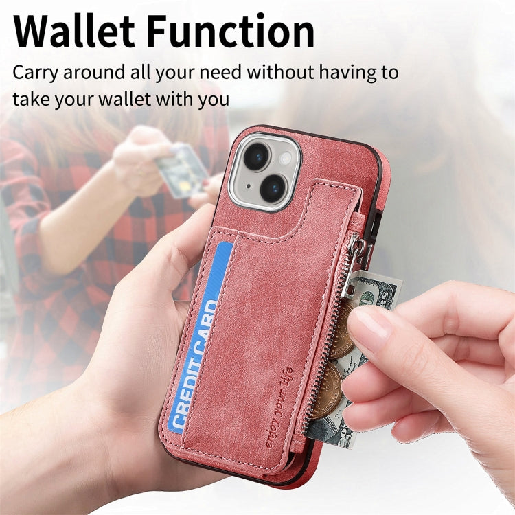 For iPhone 15 Plus Magsafe Zipper RFID Wallet All-inclusive Shockrpoof Phone Case(Pink) by bashfashion