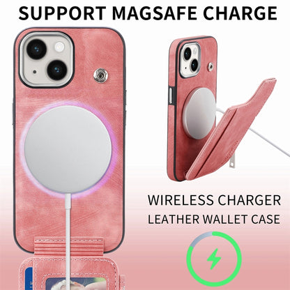 For iPhone 15 Plus Magsafe Zipper RFID Wallet All-inclusive Shockrpoof Phone Case(Pink) by bashfashion