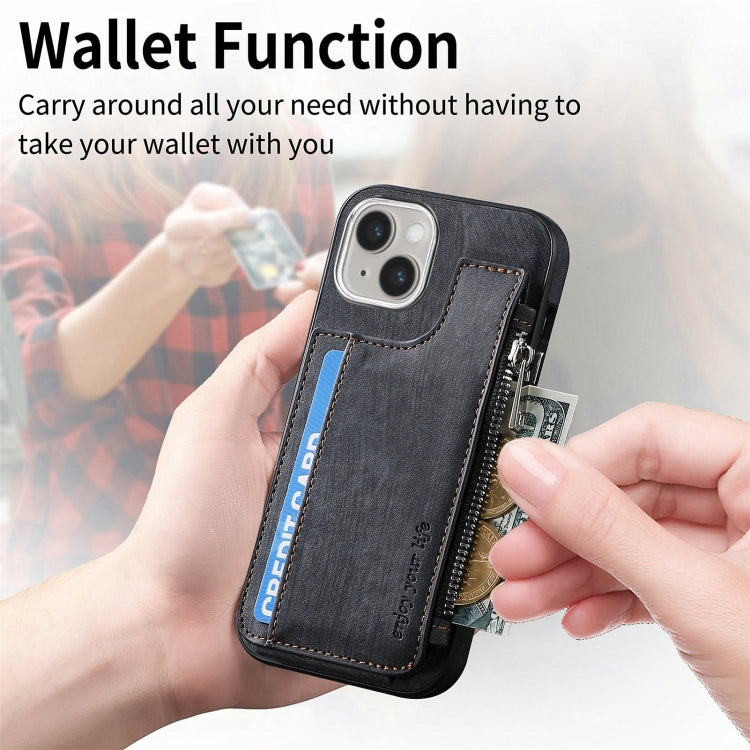 For iPhone 15 Pro Magsafe Zipper RFID Wallet All-inclusive Shockrpoof Phone Case(Black) by bashfashion