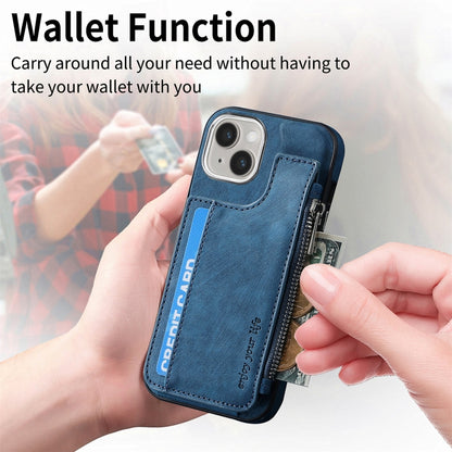 For iPhone 15 Pro Magsafe Zipper RFID Wallet All-inclusive Shockrpoof Phone Case(Blue) by bashfashion
