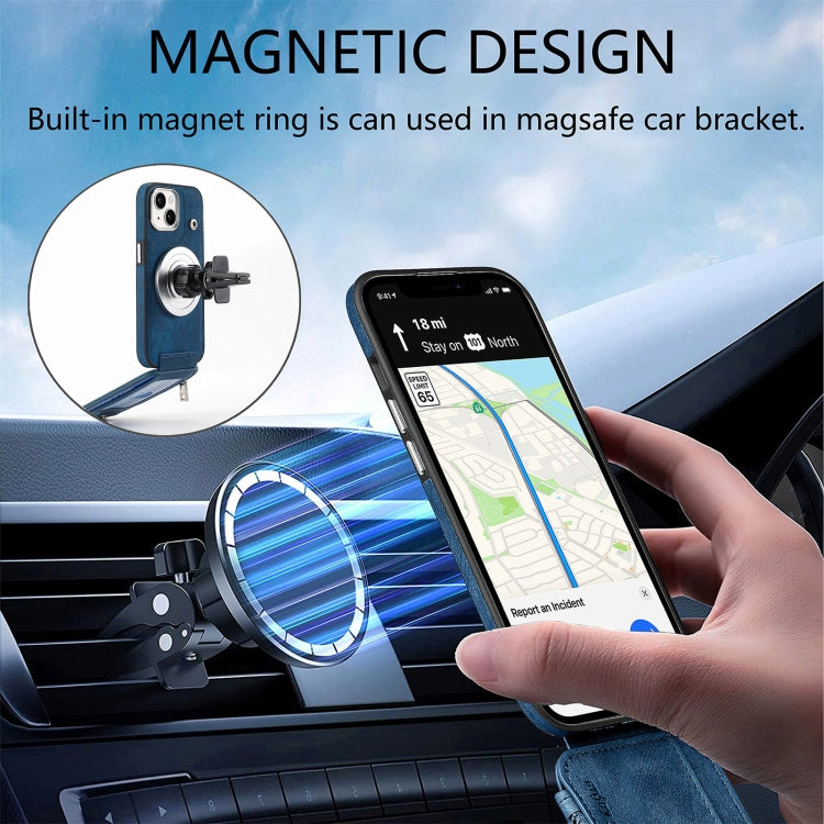 For iPhone 15 Pro Magsafe Zipper RFID Wallet All-inclusive Shockrpoof Phone Case(Blue) by bashfashion