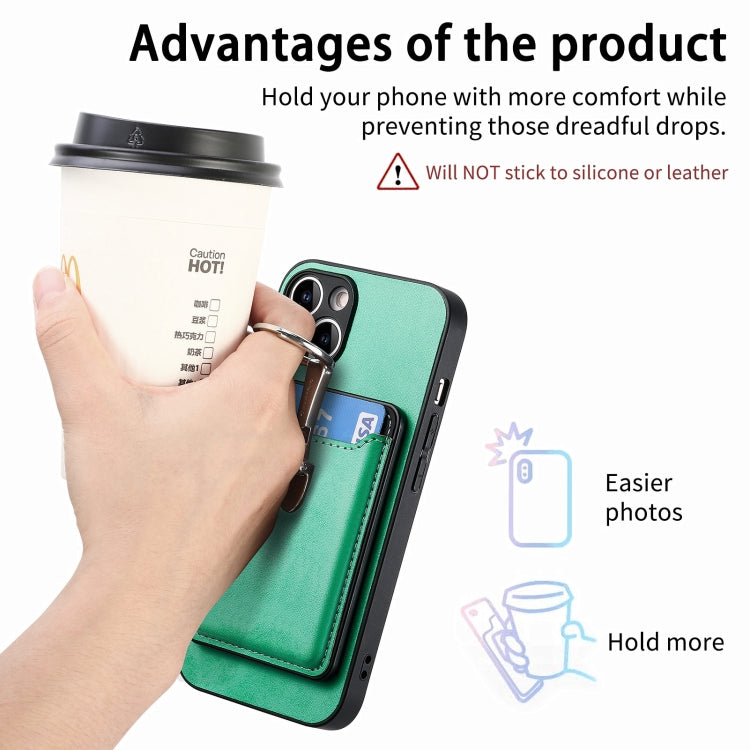 For iPhone 15 Plus Skin Feel Ring Holder Wallet Magnetic Phone Case(Green) by bashfashion
