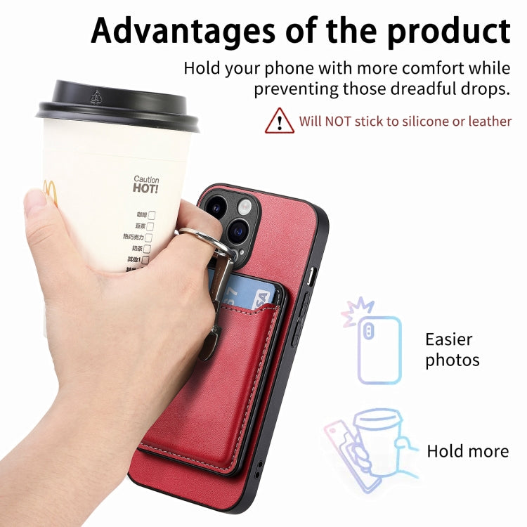 For iPhone 15 Pro Skin Feel Ring Holder Wallet Magnetic Phone Case(Red) by bashfashion