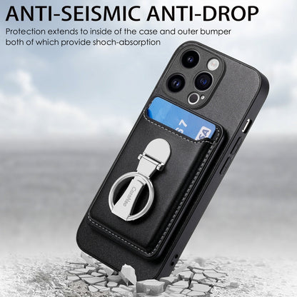 For iPhone 15 Pro Max Skin Feel Ring Holder Wallet Magnetic Phone Case(Black) by bashfashion