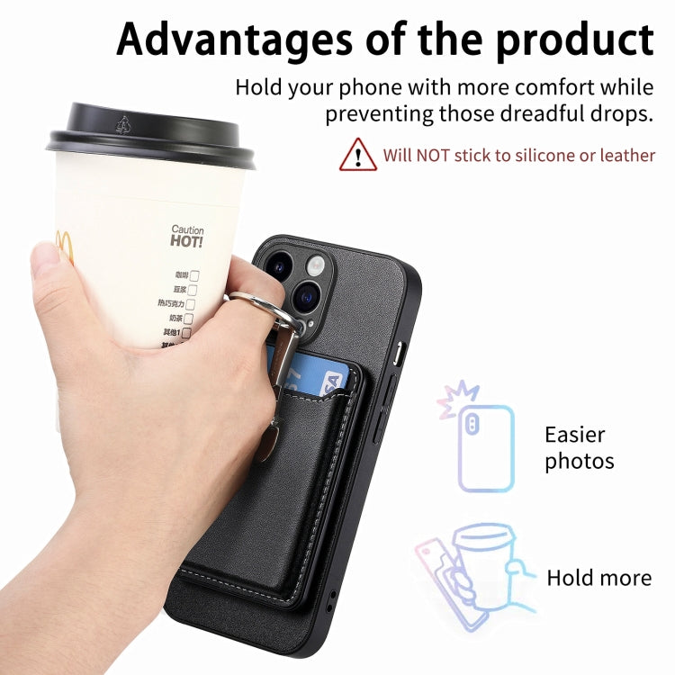 For iPhone 15 Pro Max Skin Feel Ring Holder Wallet Magnetic Phone Case(Black) by bashfashion