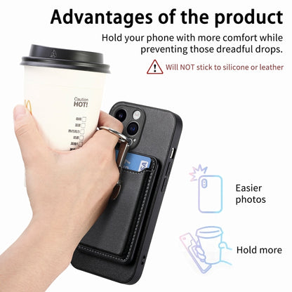 For iPhone 15 Pro Max Skin Feel Ring Holder Wallet Magnetic Phone Case(Black) by bashfashion