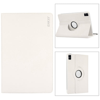 For Redmi Pad SE 11.0 ENKAY Hat-Prince 360 Degree Rotation Litchi Leather Smart Case(White) by ENKAY