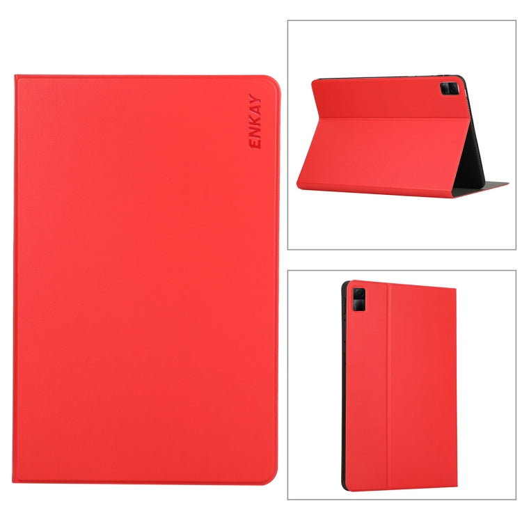 For Redmi Pad SE 11.0 ENKAY Leather Stand Smart Tablet Case(Red) by ENKAY