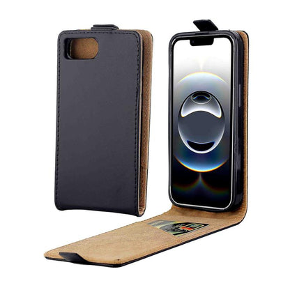 For iPhone 16e Vertical Flip Leather Phone Case with Card Slot(Black) by bashfashion