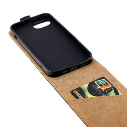 For iPhone 16e Vertical Flip Leather Phone Case with Card Slot(Black) by bashfashion