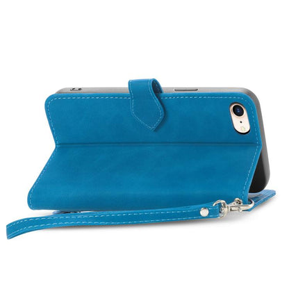 For iPhone 16e Embossed Flower Zipper Leather Phone Case(Blue) by bashfashion