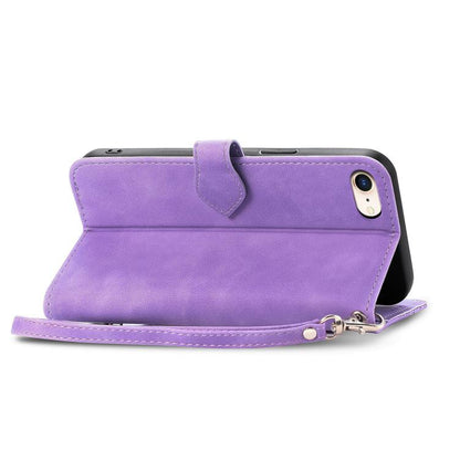 For iPhone 16e Embossed Flower Zipper Leather Phone Case(Purple) by bashfashion