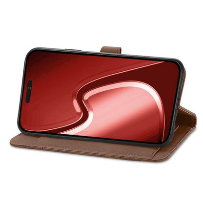 For iPhone 16e Embossed Flower Zipper Leather Phone Case(Brown) by bashfashion