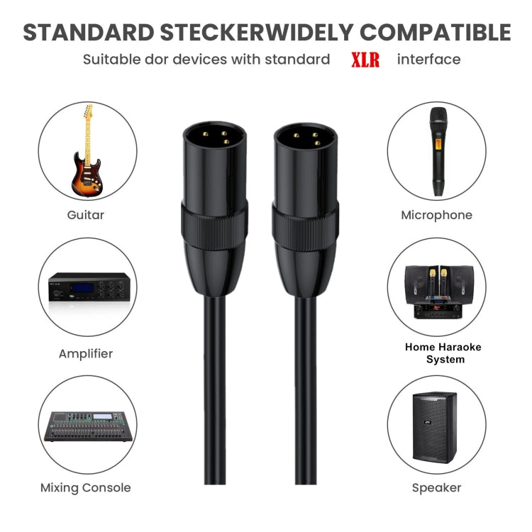 JUNSUNMAY XLR Male to Male Mic Cord 3 Pin Audio Cable Balanced Shielded Cable, Length:3m by JUNSUNMAY
