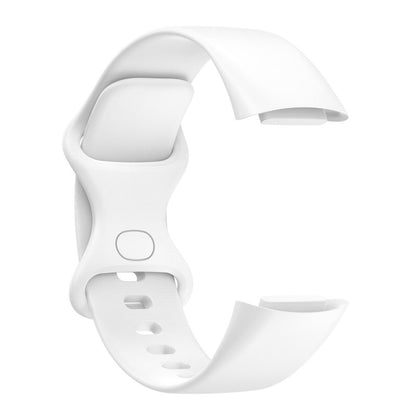 For Fitbit Charge 6 Solid Color Butterfly Buckle Silicone Watch Band, Size:L Size(White) by bashfashion