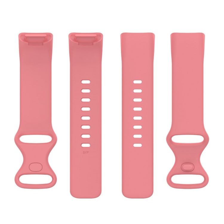 For Fitbit Charge 6 Solid Color Butterfly Buckle Silicone Watch Band, Size:L Size(Pink) by bashfashion