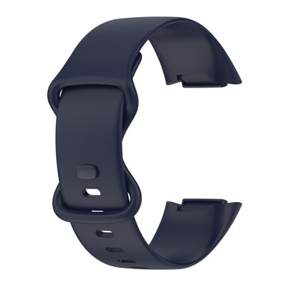 For Fitbit Charge 6 Solid Color Butterfly Buckle Silicone Watch Band, Size:L Size(Dark Blue) by bashfashion