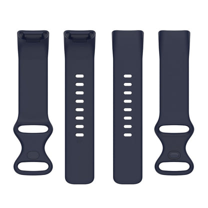 For Fitbit Charge 6 Solid Color Butterfly Buckle Silicone Watch Band, Size:L Size(Dark Blue) by bashfashion