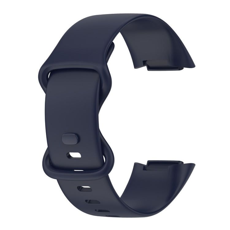 For Fitbit Charge 6 Solid Color Butterfly Buckle Silicone Watch Band, Size:S Size(Dark Blue) by bashfashion