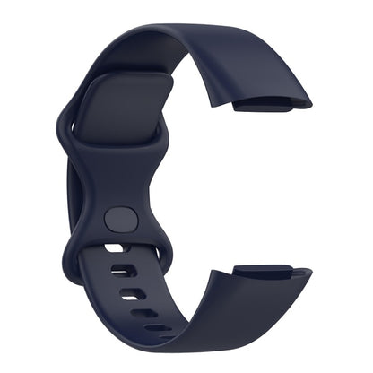 For Fitbit Charge 6 Solid Color Butterfly Buckle Silicone Watch Band, Size:S Size(Dark Blue) by bashfashion