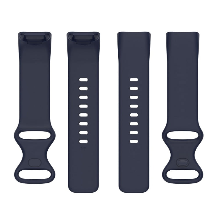For Fitbit Charge 6 Solid Color Butterfly Buckle Silicone Watch Band, Size:S Size(Dark Blue) by bashfashion