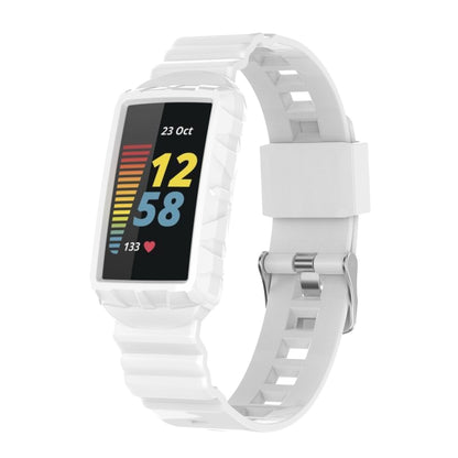 For Fitbit Charge 6 / 5 / 4 / 3 Armor Integrated TPU Watch Band(White) by bashfashion
