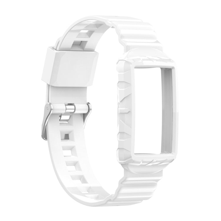 For Fitbit Charge 6 / 5 / 4 / 3 Armor Integrated TPU Watch Band(White) by bashfashion