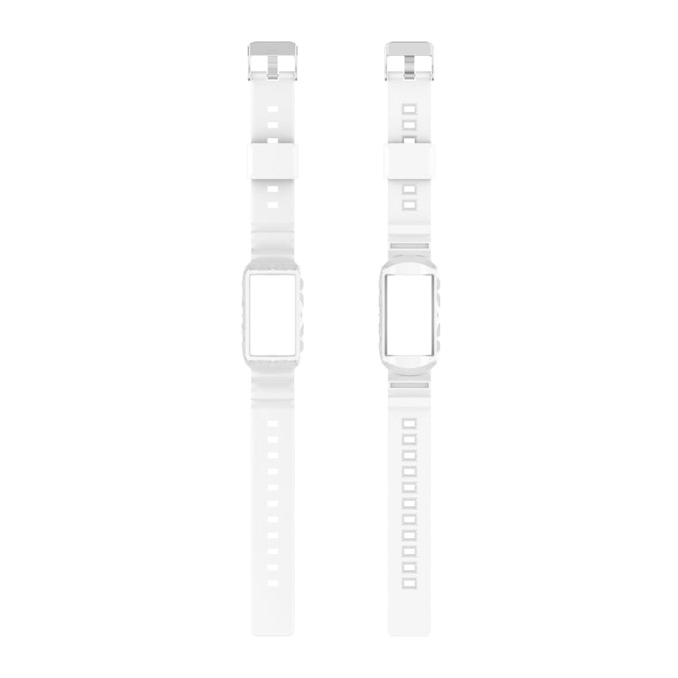 For Fitbit Charge 6 / 5 / 4 / 3 Armor Integrated TPU Watch Band(White) by bashfashion