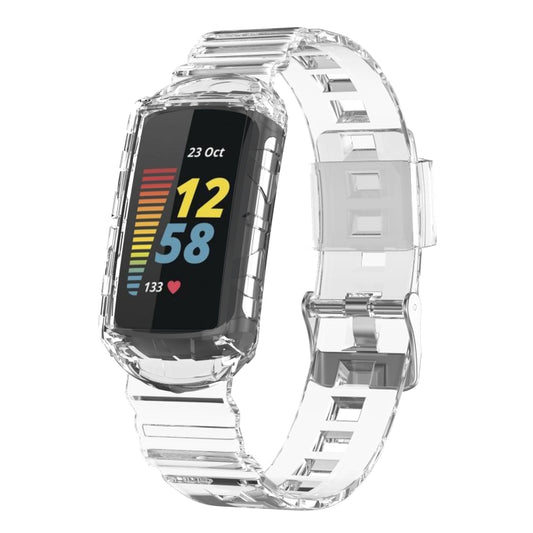 For Fitbit Charge 6 / 5 / 4 / 3 Armor Integrated TPU Watch Band(Transparent) by bashfashion