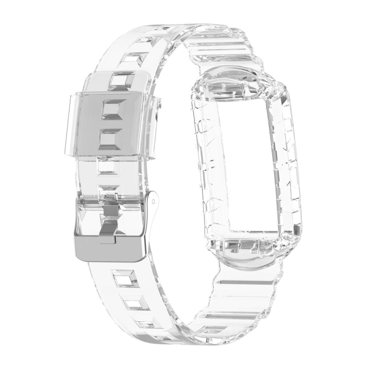 For Fitbit Charge 6 / 5 / 4 / 3 Armor Integrated TPU Watch Band(Transparent) by bashfashion