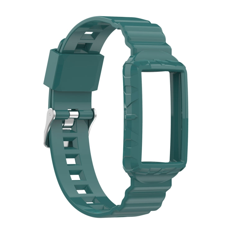 For Fitbit Charge 6 / 5 / 4 / 3 Armor Integrated TPU Watch Band(Pine Green) by bashfashion